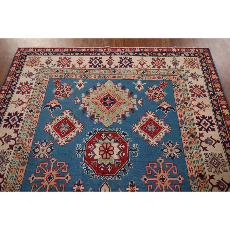 Blue Oriental Kazak Rug Hand-Knotted Wool Carpet - 6'7" x 10'0"