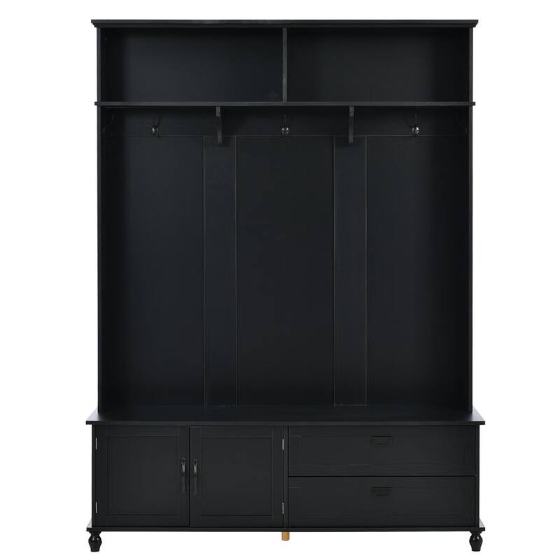 Merax Modern Style Hall Tree with Storage Cabinet and 2 Large Drawers