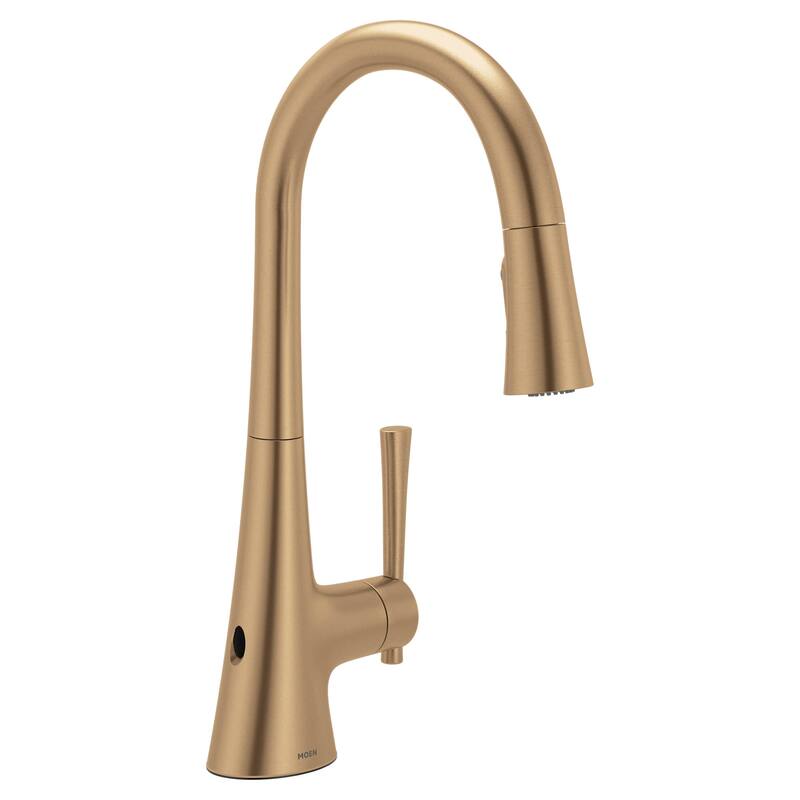 Moen Kurv 1.5 GPM Single Hole Pull Down Kitchen Faucet with Hands Free - Bronzed Gold