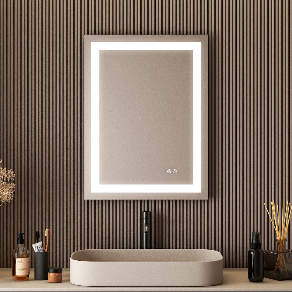 Wall Mounted LED Bathroom Mirror With Memory Function,Dimmable, Anti-Fog (Horizontal/Vertical)
