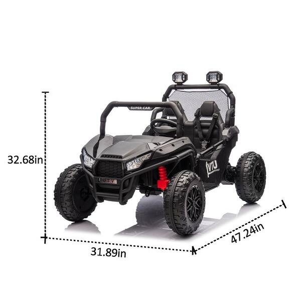 dimension image slide 2 of 5, Kids' Ride-On Car with Bluetooth, Dual Seats, and Four-Wheel Suspension System