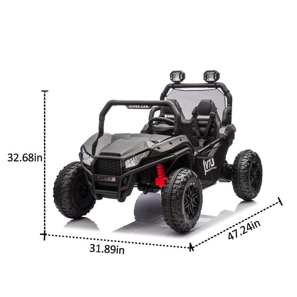 dimension image slide 1 of 5, Two-Seater 24V Ride-On UTV for Kids, with Bluetooth, MP3, and LED Lights