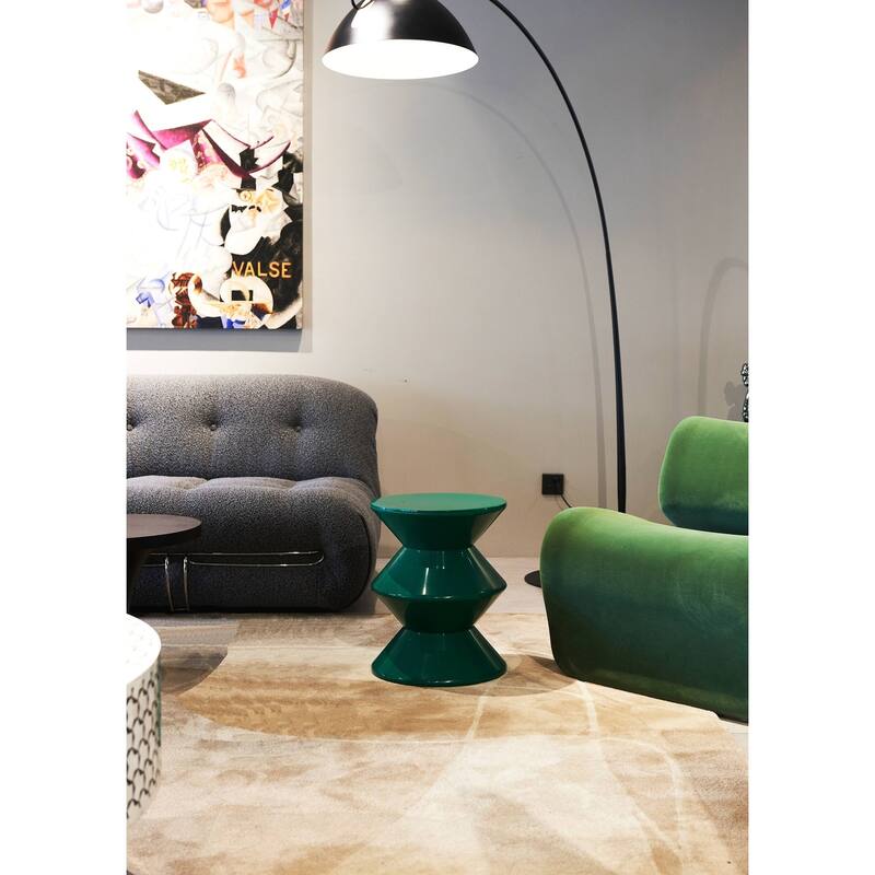 Round Side Table in ABS Plastic with Double-Hourglass Design End Table For Indoor and Outdoor