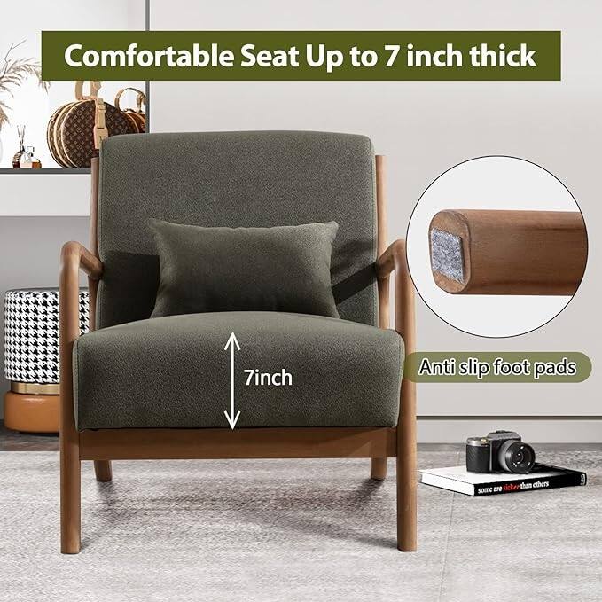 Prelife Modern Upholstered Living Room Armchairs with Wood Frame for Bedroom