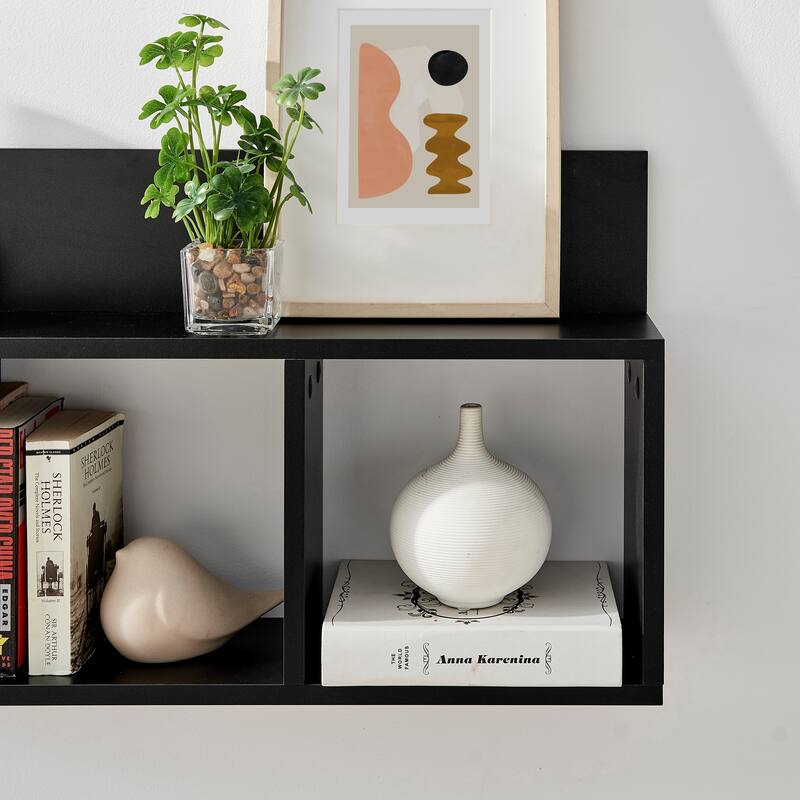 Danya B. Modern 3-Cube Floating Cubby Wall Shelf with Display Ledge