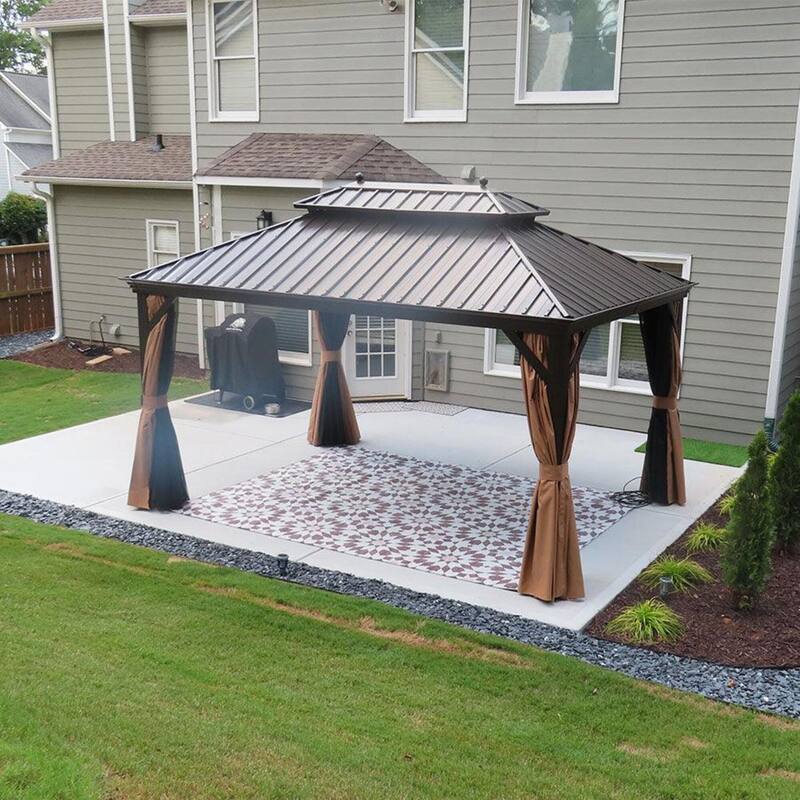 PURPLE LEAF Outdoor Gazebo Aluminum Frame Galvanized Steel Hardtop Gazebo