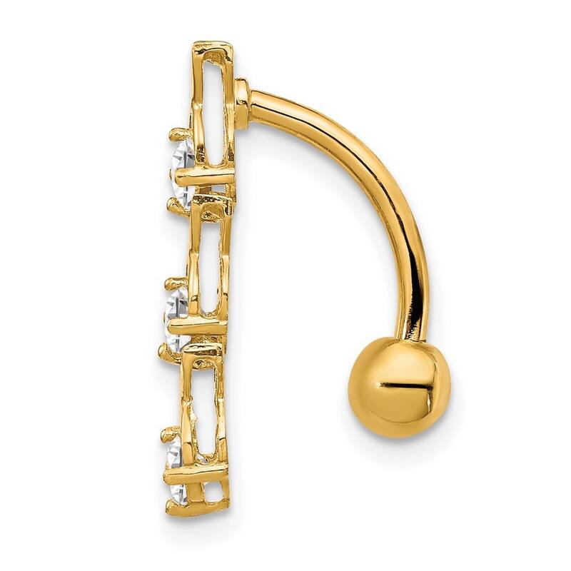 Curata 10k Yellow or White Gold 14g Simulated Diamond Xoxo Belly Ring Dangle Piercing - 4x21mm