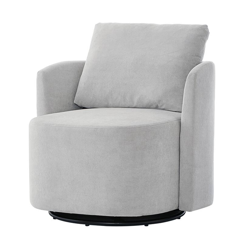 360° Swivel Chair, 29.9" Accent Barrel Armchair, Upholstered Swivel Sofa Chair with Curved Design
