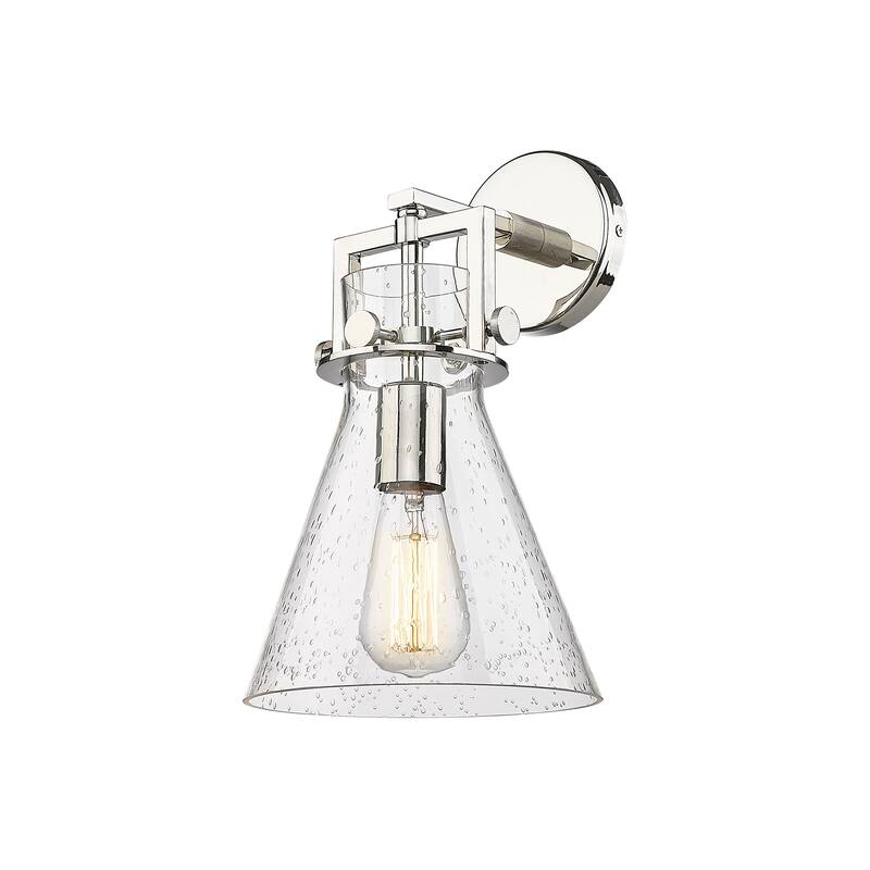 Innovations Lighting Newton Cone - 1 Light 8" Wall-Mounted Sconce - Polished Nickel/Seedy