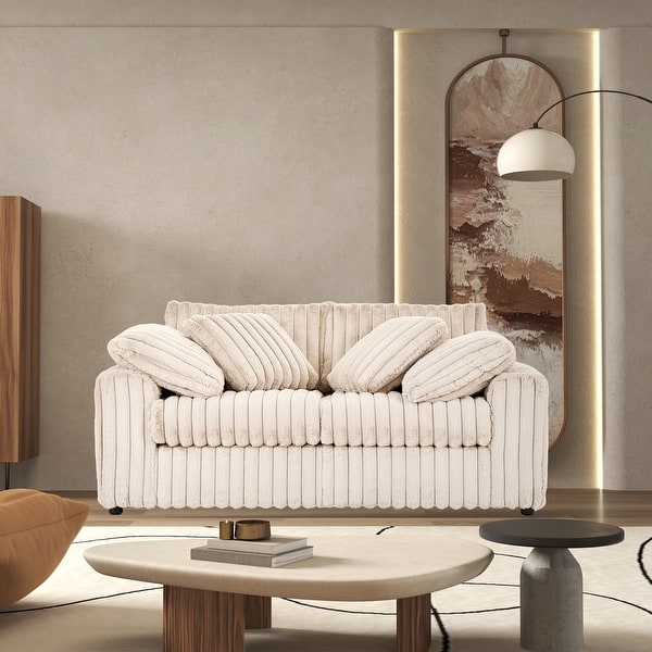 Roundhill Furniture Belvoir 3-Piece Living Room Set, Sofa Loveseat and Ottoman