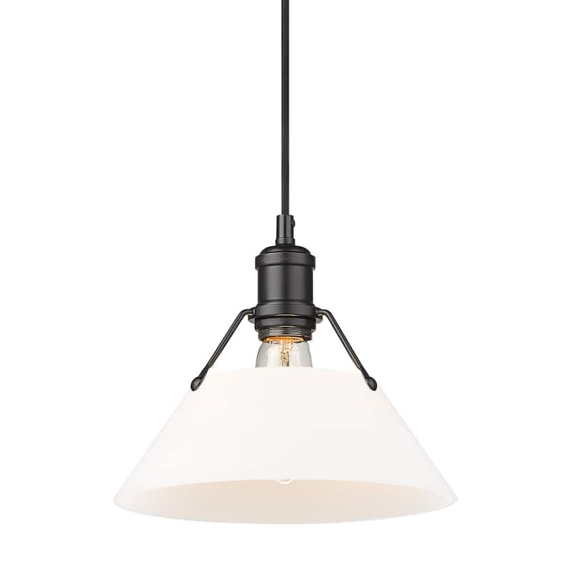 Yep by Golden Lighting Orwell 1-light 10in Pendant in Matte Black and Opal Glass