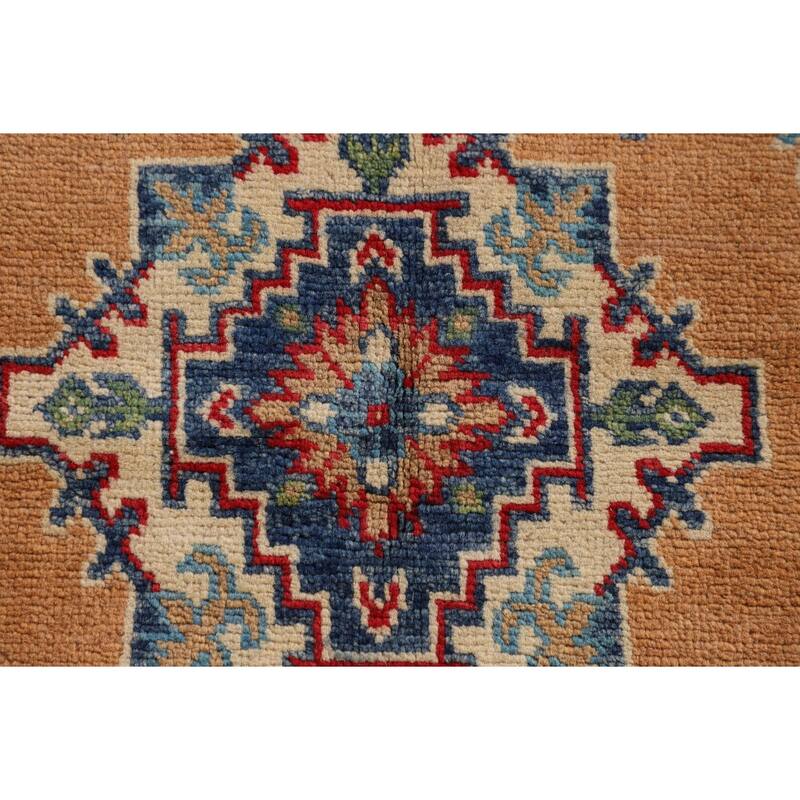 Orange Kazak Rug Hand-Knotted Wool Carpet - 3'5"x 4'10"