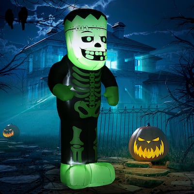 HOMCOM 8FT Tall Halloween Inflatable Skeleton Frankenstein, Outdoor Blow Up Decorations with LED Lights, Waterproof