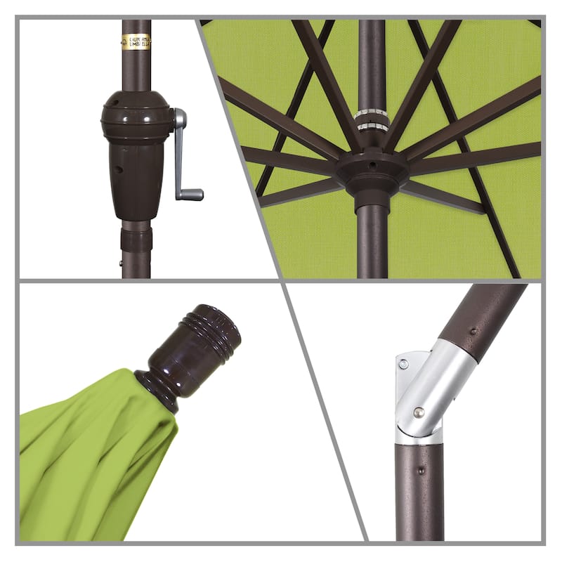 California Umbrella 11' Rd Sunset Series Patio Umbrella Bronze Aluminum Frame Crank Lift Auto Tilt Sunbrella
