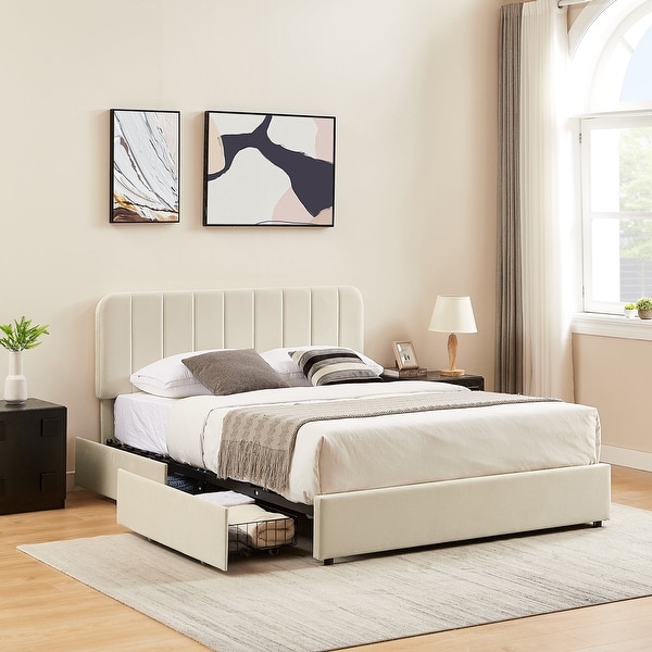 Javlergo Upholstered Platform Bed Frame with Storage Drawers Javlergo Upholstered Platform Bed Frame with Storage Drawers