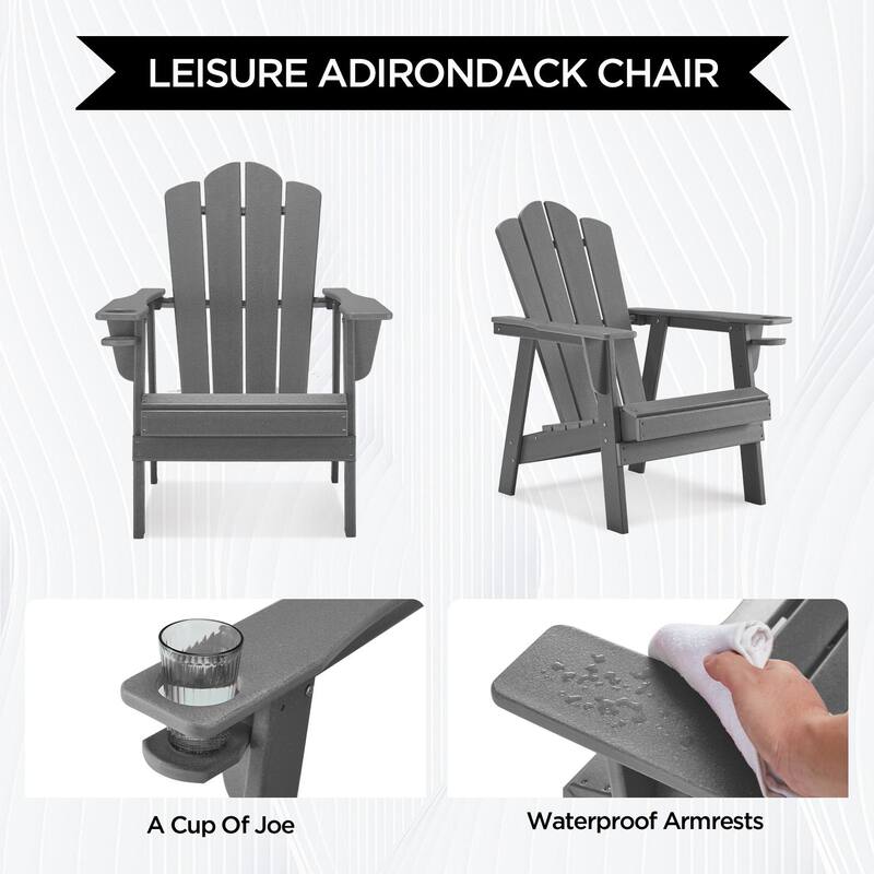 EROMMY Durable Adirondack Chair,Patio Chairs, Fire Pit Chairs, All-Weather Resistant, Suitable for Backyard, Patio, Camping