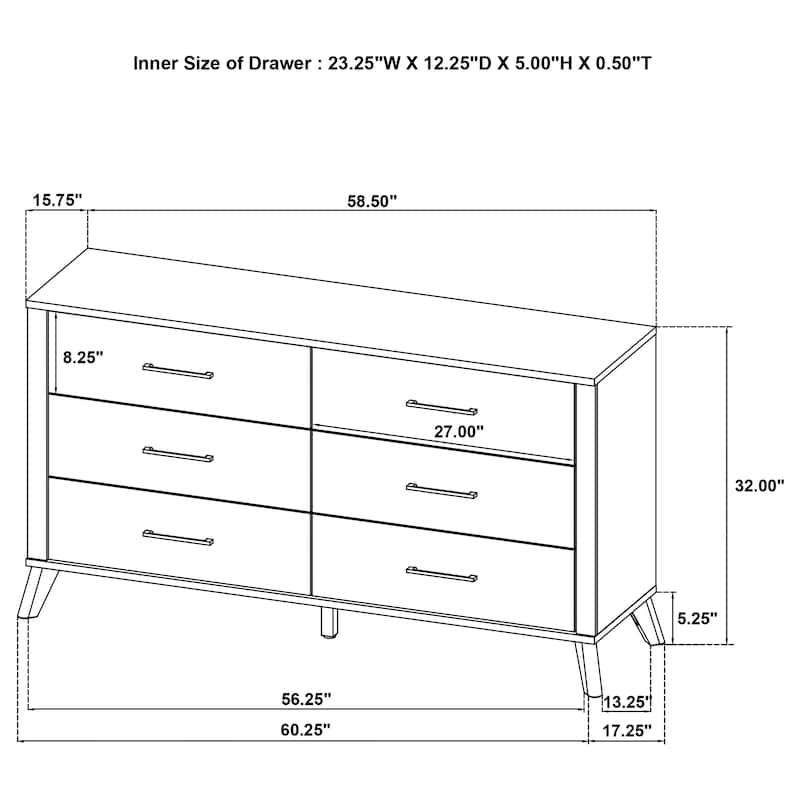 Fraser Natural Pine 6-drawer Dresser Cabinet