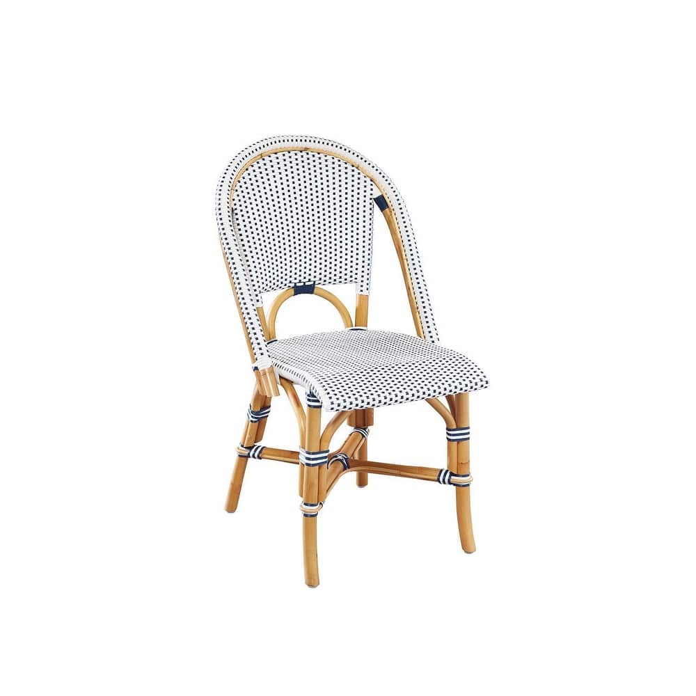 Leroy Rattan Dining Chair, Blue/ White