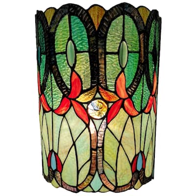 Tiffany Style Double-light Floral Wall Sconce AM247WL10B Amora Lighting