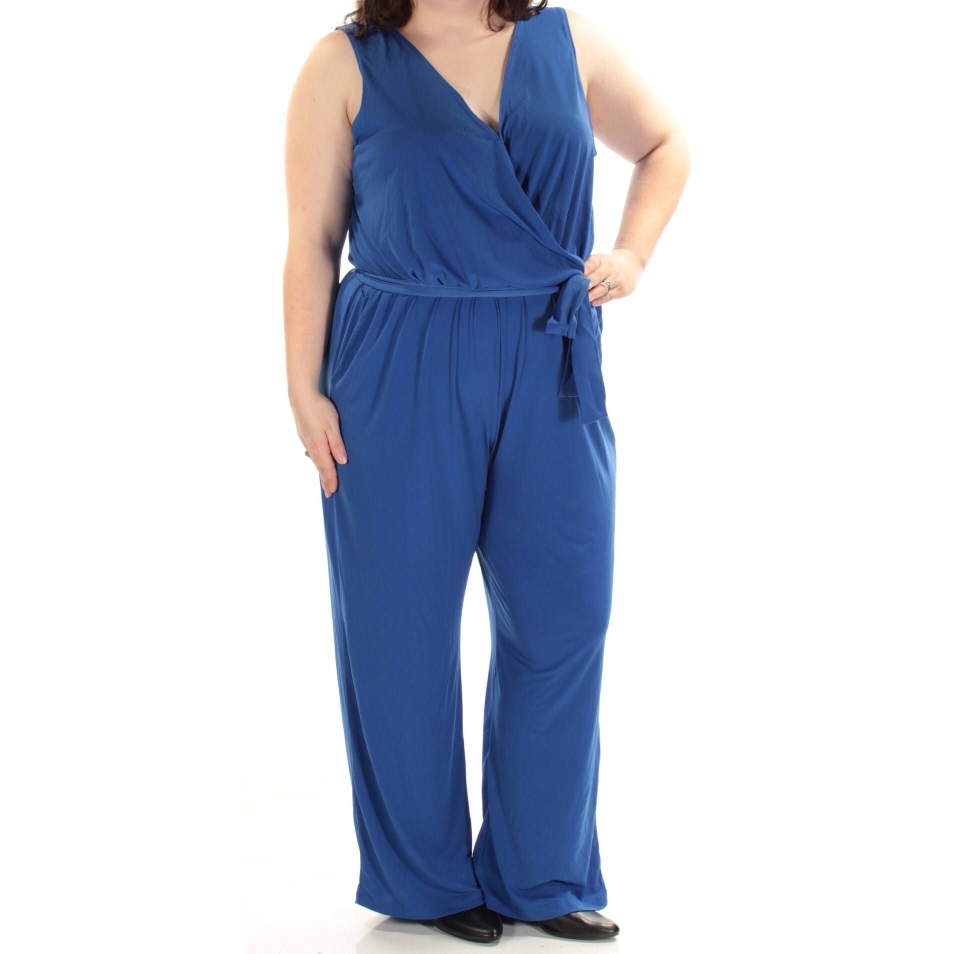ny collection petite belted jumpsuit