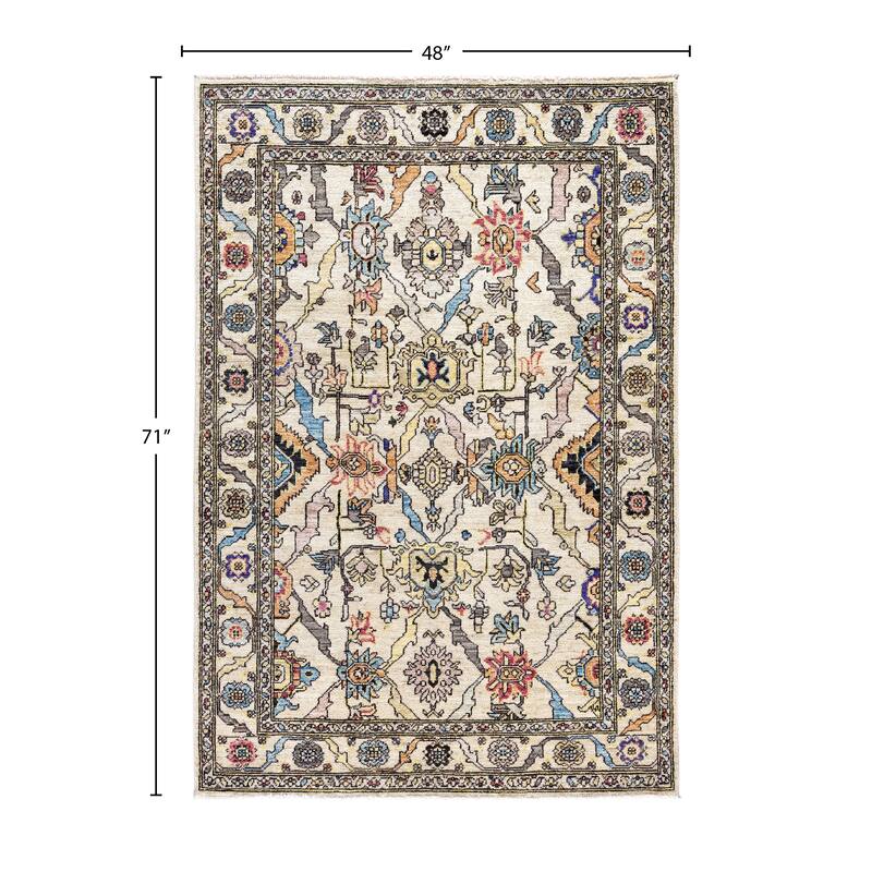 Serapi One-of-a-Kind Hand-Knotted Area Rug - Ivory - 4' 0" x 5' 11"