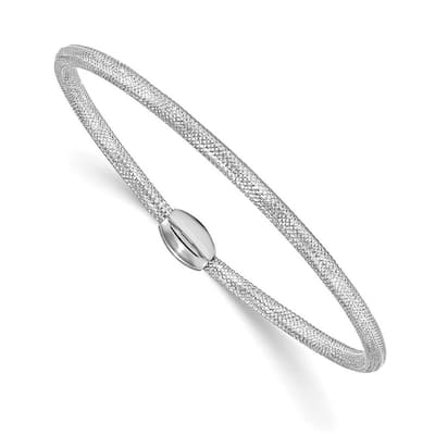 Curata 14k White Polished Mesh Stretch Bracelet