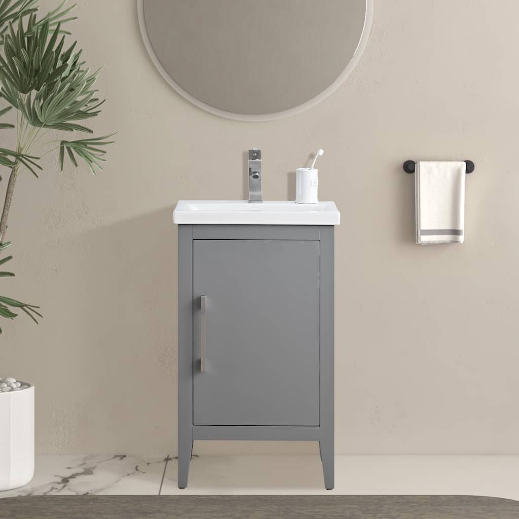 Vanity Art 20" or 24" or 30" Single Sink Bathroom Vanity Cabinet with Ceramic Top