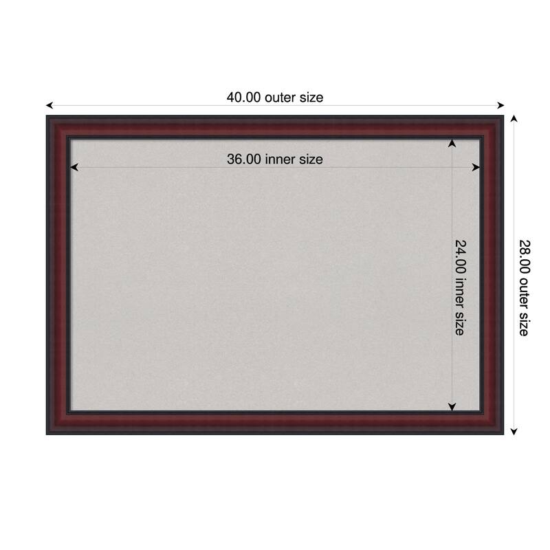 Dalat Cherry Framed Cork Board - Bulletin Board, Organization Board, Pin Board - Grey - 40 x 28 in