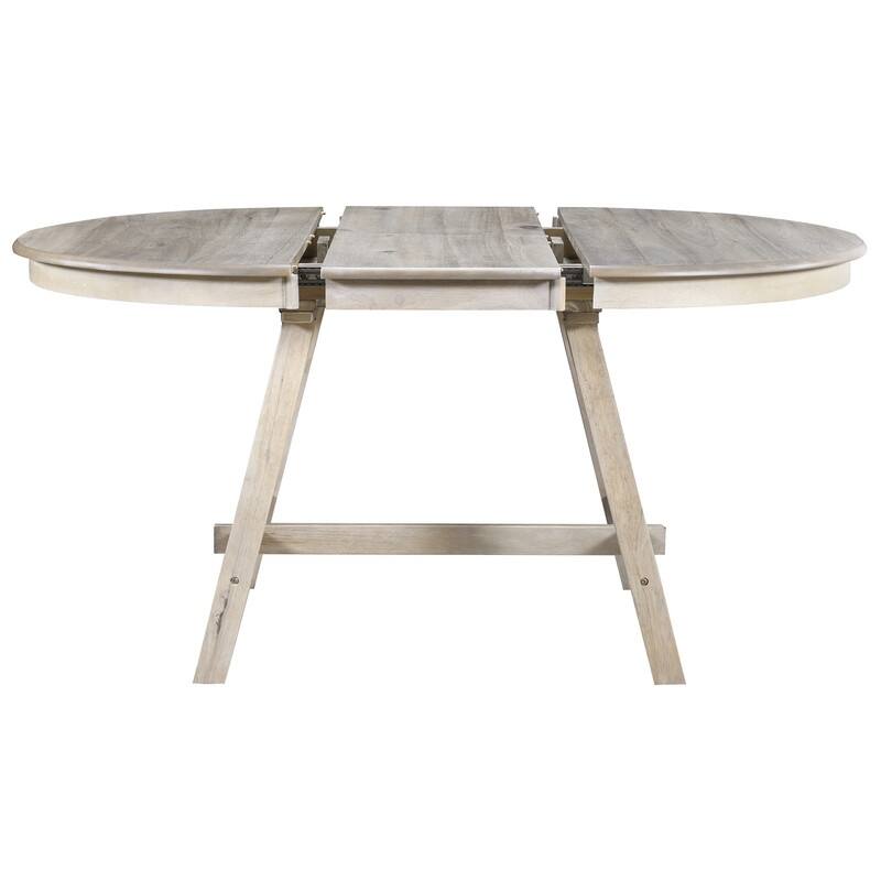 Round Wood Dining Table, Farmhouse Round Extendable Dining Table Kitchen Table for Dining Room, Kitchen
