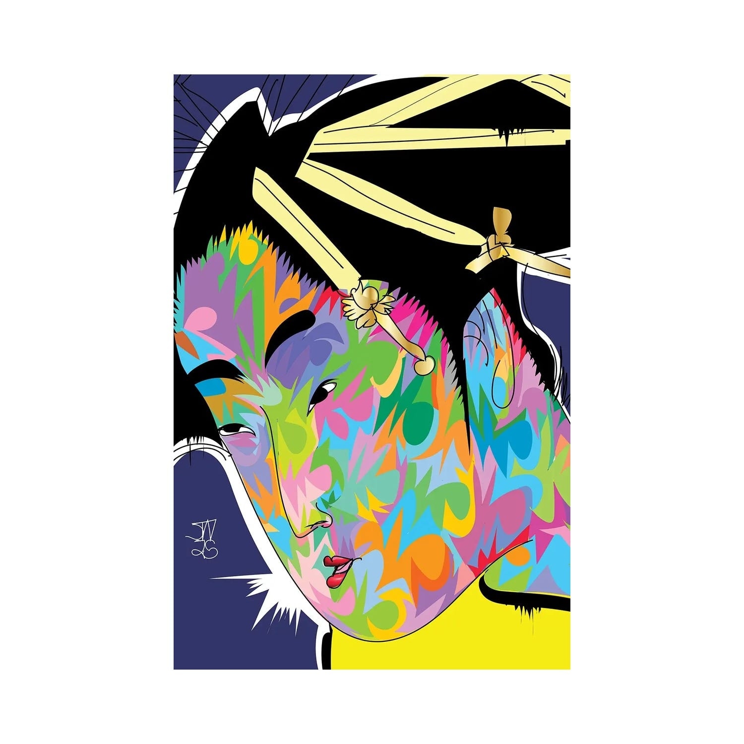 "Japanese Print Profile Face" by TECHNODROME1 Canvas Print
