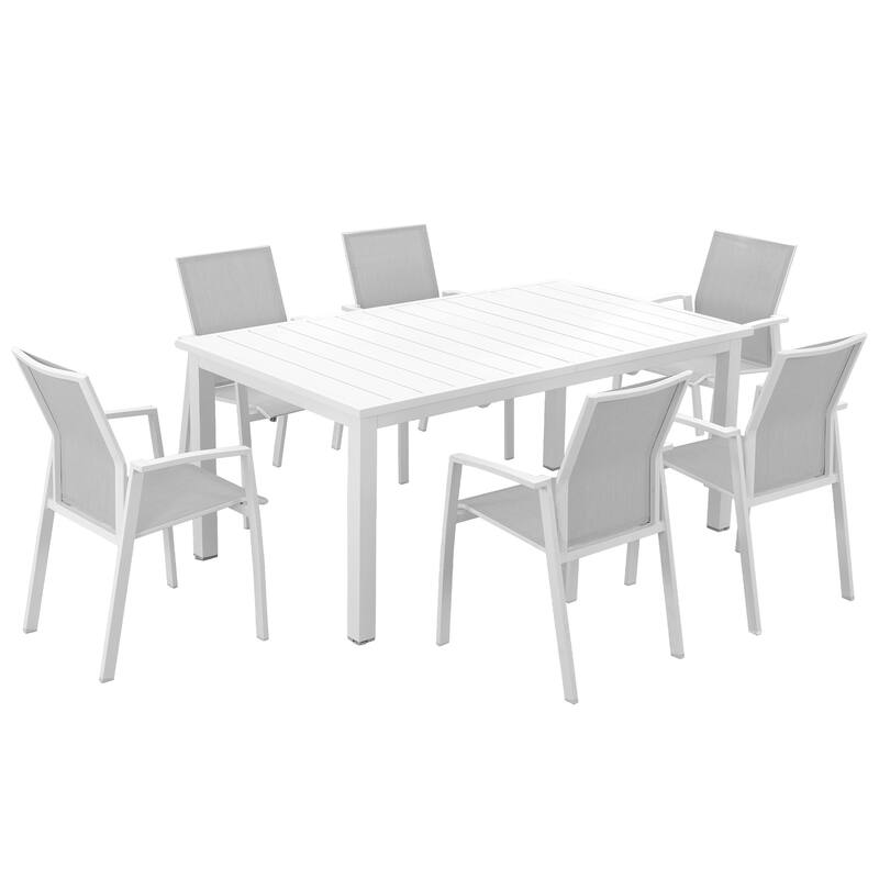 Aluminum Patio Dining set with 6 Chairs and Extendable Outdoor Dining Table