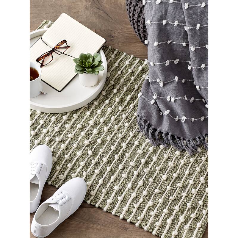 DII Antique Green Recycled Cotton Loop Rug - Big