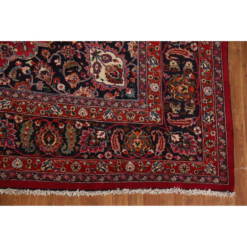 Hand Knotted Oriental 100% Wool Carpet Traditional Floral Red Mashad Area Rug - 16' 4'' X 10' 0''