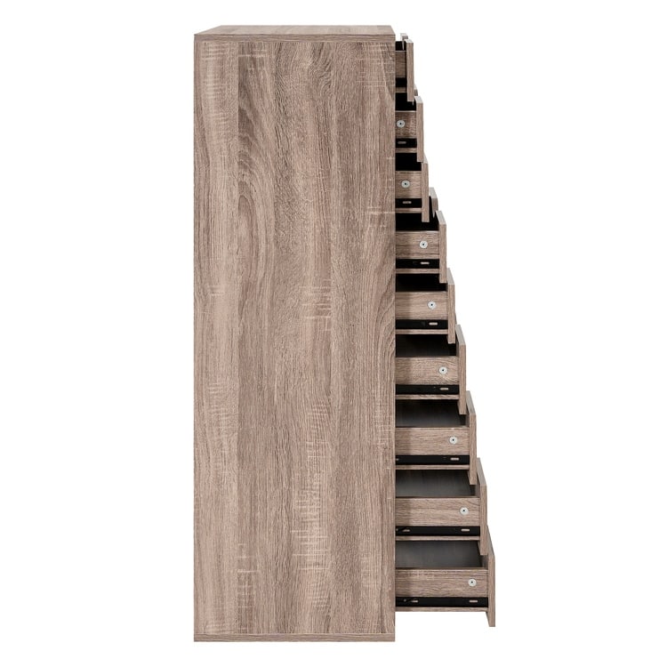 Narrow Wooden 9-Drawer Cabinet with Smooth-Glide Drawers and Top Storage Shelf