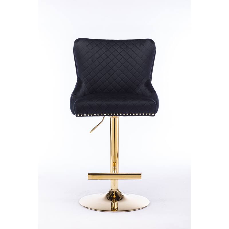 Hengming Velvet Bar Chair Stool One-Piece Set - Black