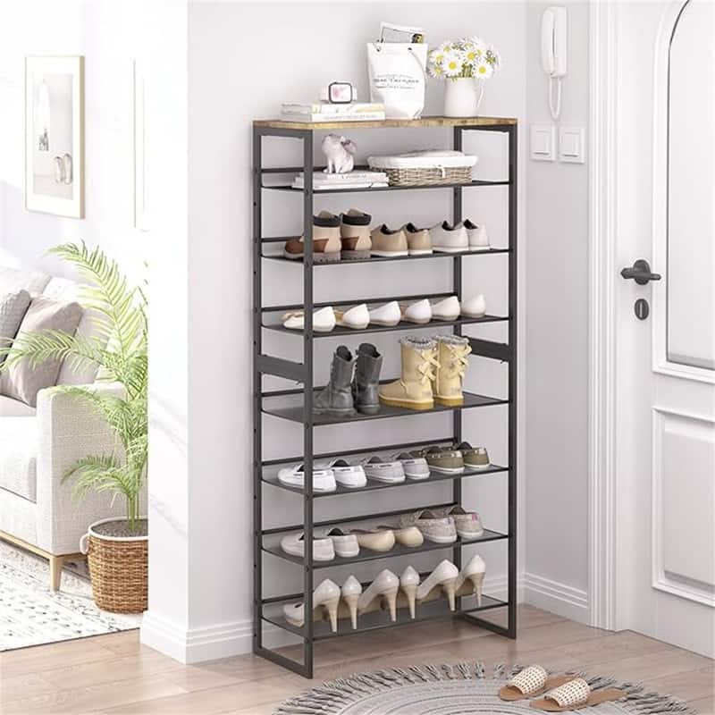Shoe Rack 8 Tiers Shoe Storage Organize - 11.8"D x 29"W x 60.7"H - Brown