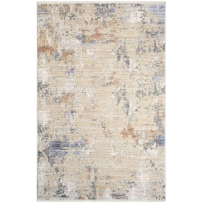 Power Loomed Abstract Modern Stain Resistant with Fringe Area Rug - 63' X '39' X '0.25
