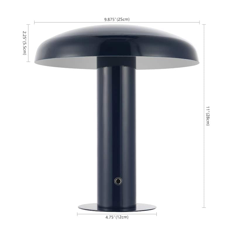 Boletus 11" Contemporary Bohemian Rechargeable/Cordless Iron Integrated LED Mushroom Table Lamp, by JONATHAN Y