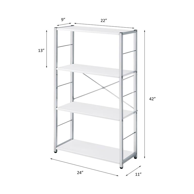 Tennos White & Chrome Finish Bookshelf