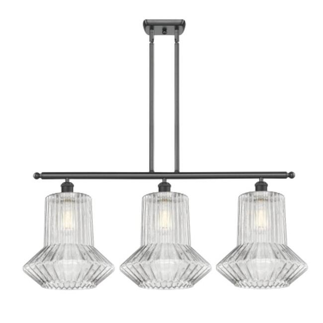 Innovations Lighting Springwater 3 Light 36" Wide Linear Chandelier - Matte Black / Clear Spiral Fluted