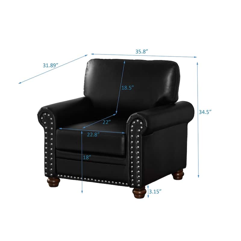 Living Room Sofa Single Seat Chair with Wood Leg Faux Leather