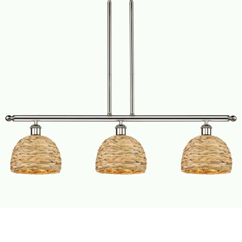 Innovations Lighting 516-3I-11-36 Woven Rattan Linear Woven Rattan 3 - Polished Nickel / Natural