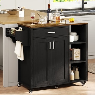 Moasis Rolling Kitchen Island Cart Storage Cabinet on Wheels - On Sale ...