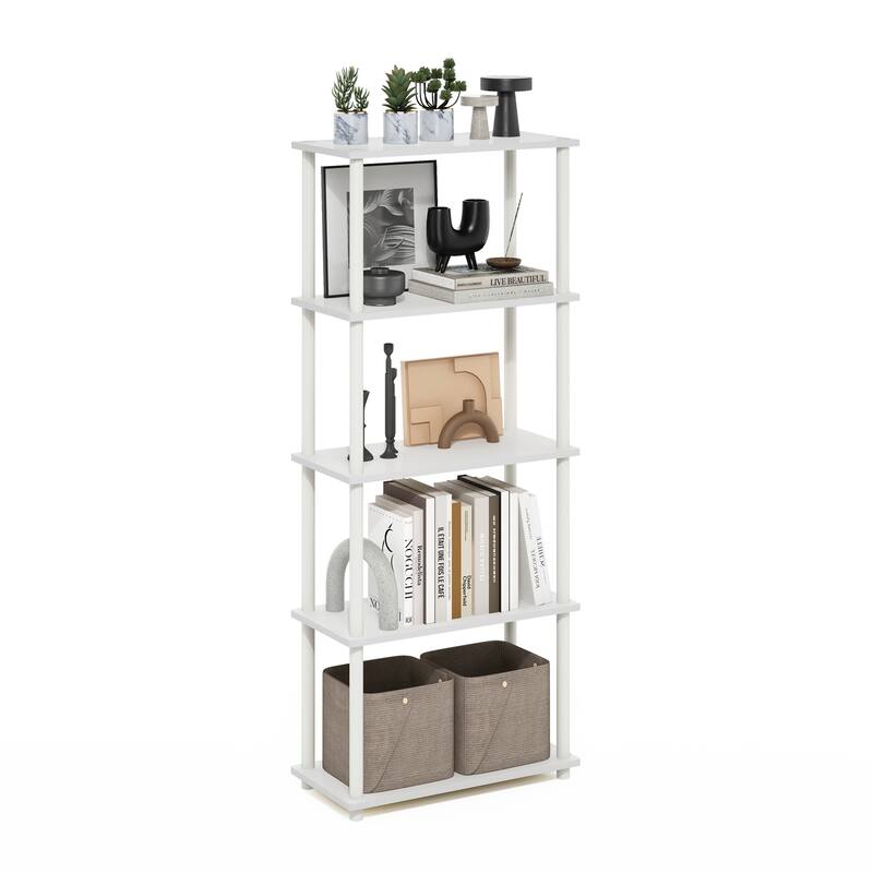 5 Tiers Wood Household Shelving Unit in White (23.6 in. W x 57.4 in. H x 11.6 in. D) - 23.6