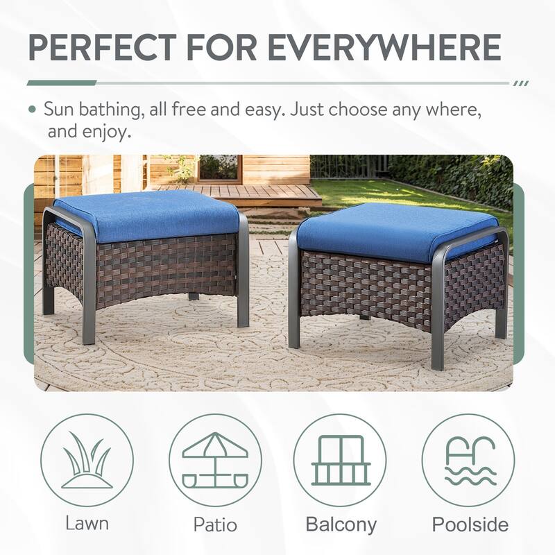 4 Piece Patio Outdoor Chair with Ottomans
