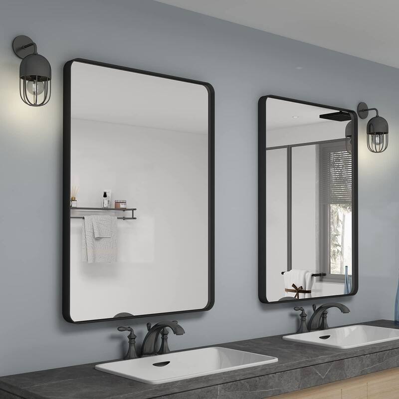 24x36 Inch Black Aluminium Frame Bathroom Mirror