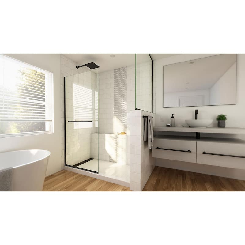 DreamLine Linea 30 in. W x 72 in. H Frameless Shower Screen in Satin Black