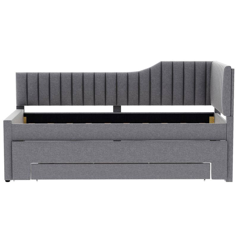 Twin Size Upholstered Daybed with Trundle and Three Drawers