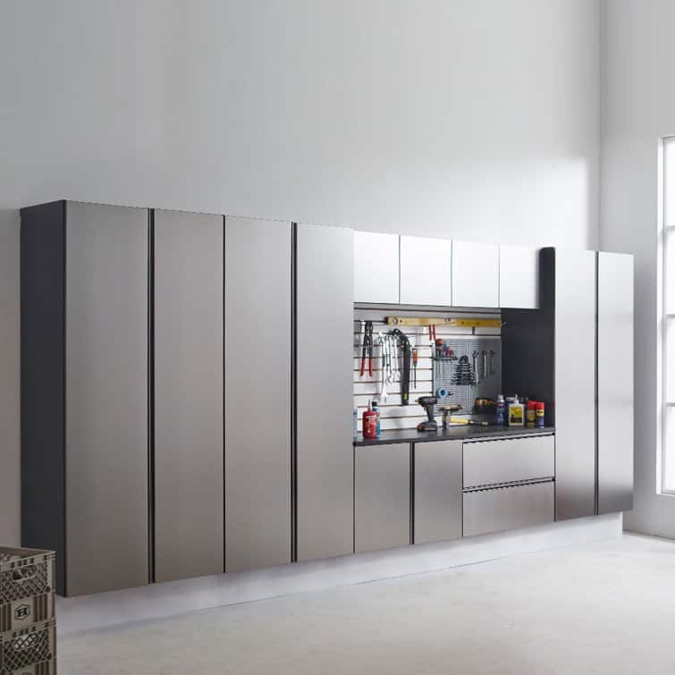 Nova Series Wood Utility Storage Garage Cabinet in Metallic Gray