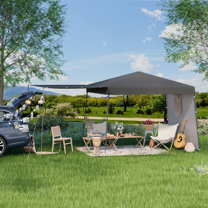 10x10 FT Pop-Up Canopy with 2 Sidewalls - Heavy-Duty Waterproof, UV-Resistant Tent for Outdoor Events, Markets & Gatherings - 10'x10' - Grey